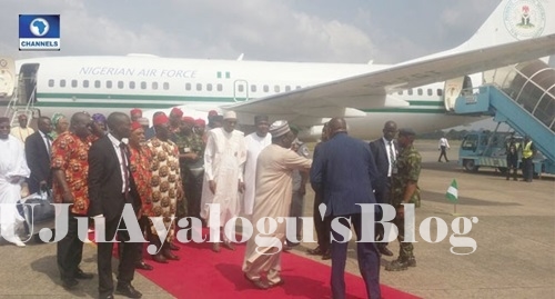 BREAKING News: See Photos and Video of Buhari's Arrival in Ebonyi as He Commences South-East Tour