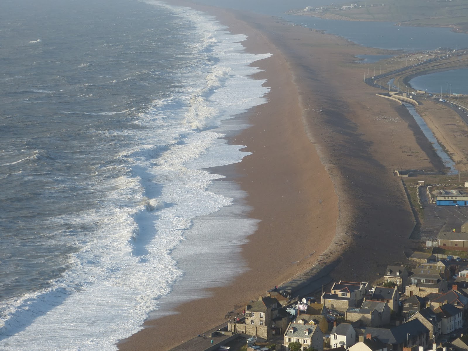 Aerial view of Chesil Beach, January 2014