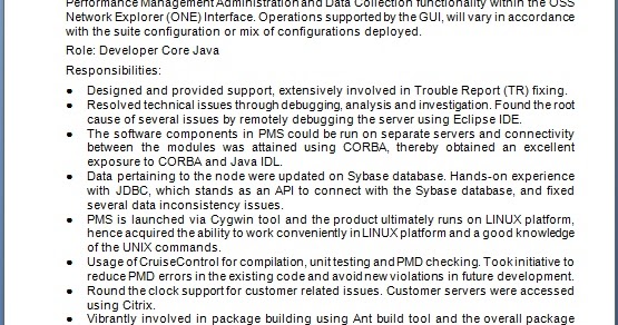Core Java Developer Resume Format in Word Free Download