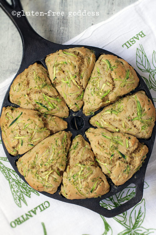 A pan of gluten-free zucchini lime scones from Gluten-Free Goddess