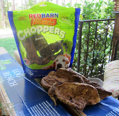 Bag of Choppers with the beef lung treats beside it