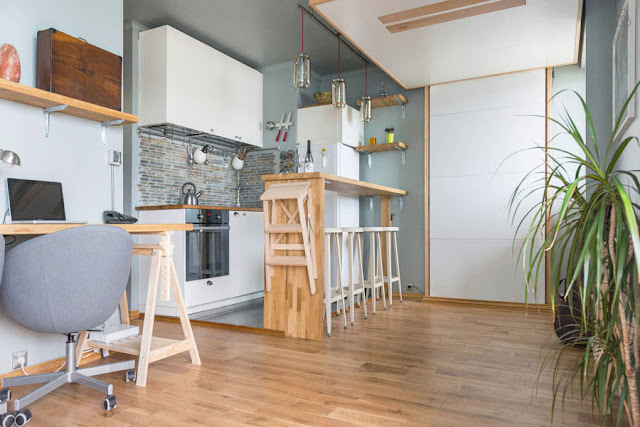 Kitnet ou quitinete cinza com solução para sobrar espaço. Blog Achados de Decoração Kitnet ou quitinete cinza com solução para sobrar espaço. Blog Achados de Decoração