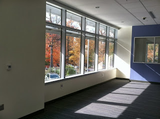 fall color and light streaming in windows at Gaithersburg Library