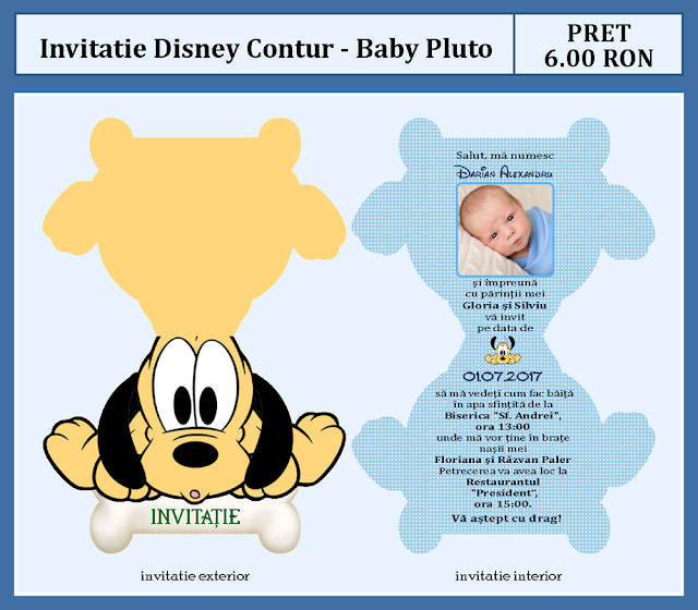 invitatii botez contur Baby Pluto