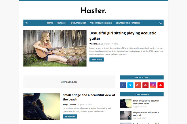 Haster - Responsive Blogger Template