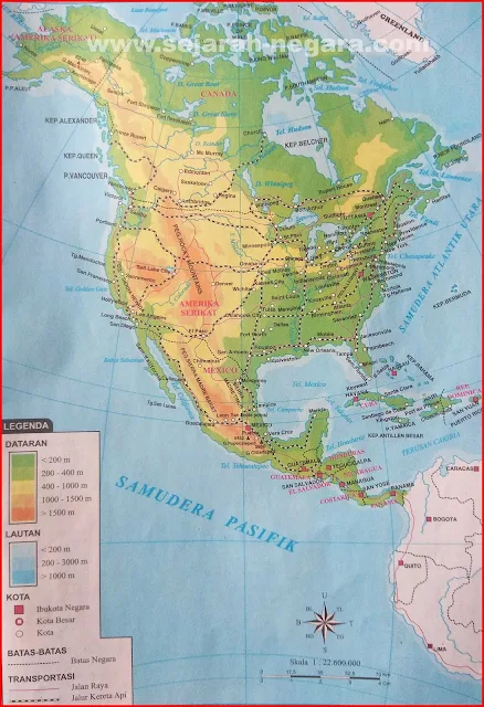 Gambar Peta Atlas Amerika Utara dan Amerika Tengah 2018