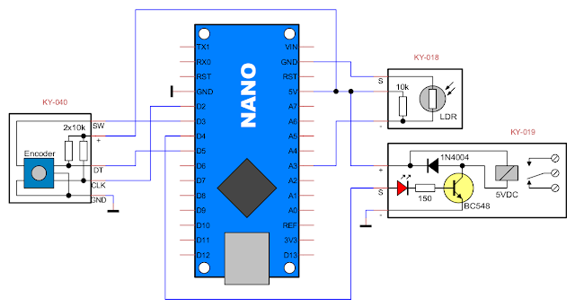 Arduino light/dark switch with rotary encoder