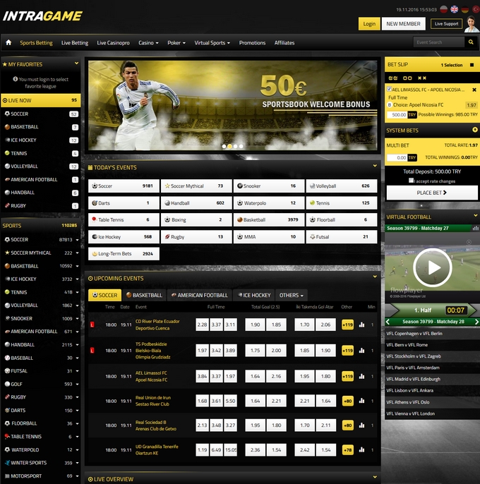Intragame Bookmaker Intragame Screen
