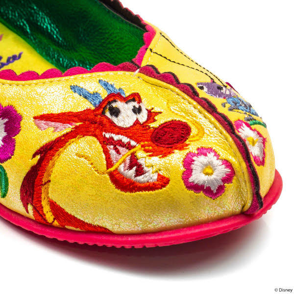 Irregular Choice So Hot, I'm Cool embroidery close up of side of kids shoe toe, with embroidered detail