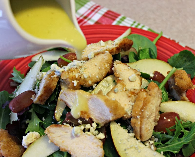 Warm Chicken, Pear, and Blue Cheese Salad with Pear Vinaigrette Renee's Kitchen Adventures