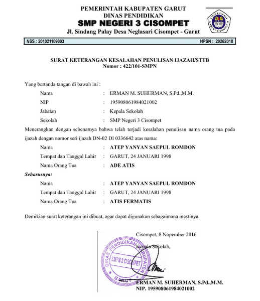 Download Surat Keterangan Kesalahan Penulisan Ijazah Download Surat Keterangan Kesalahan Penulisan Ijazah