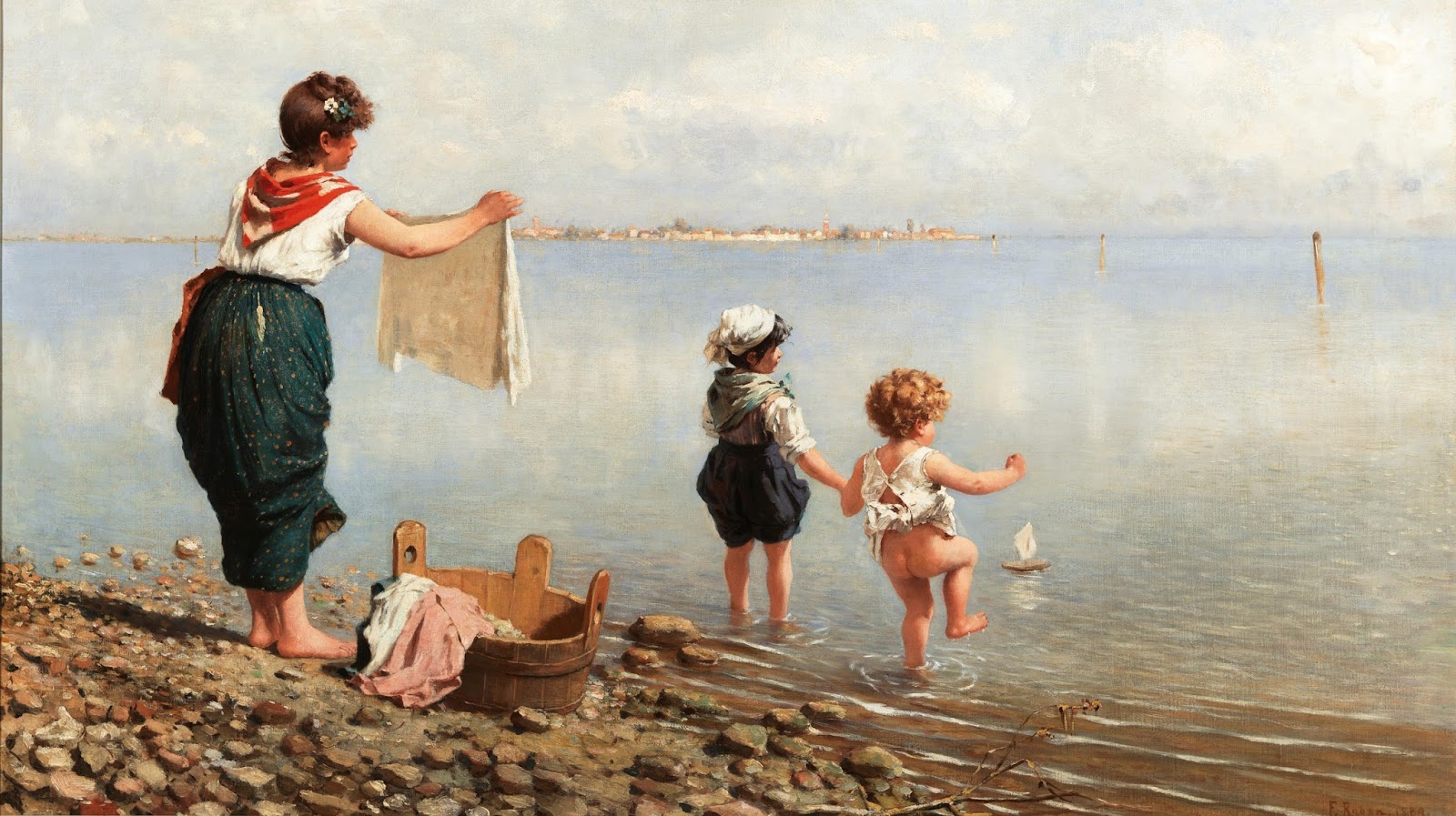 Купаются ретро. Franz Leo Ruben (1842 - 1920) картины. Купающиеся дети в живописи. Купание детей в живописи.