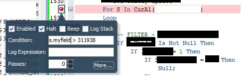 PL SQL Developer Conditional Breakpoint ~ PLSQL showroom