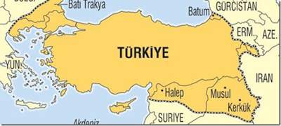 O χάρτης της "Νέας Τουρκίας" όπως τον δημοσίευσε η Μιλιέτ.