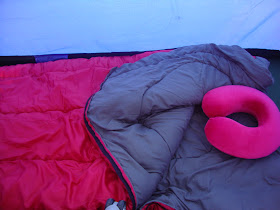 camping, catalina island, sleeping bag, neck pillow