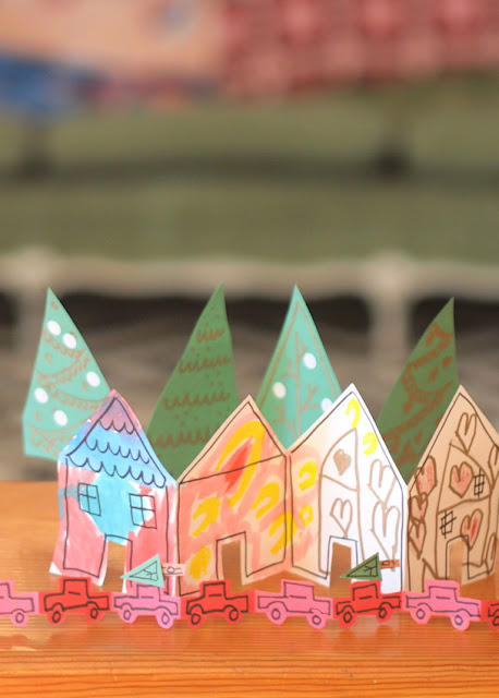 Paper Christmas Village Chains- Fun holiday kids craft