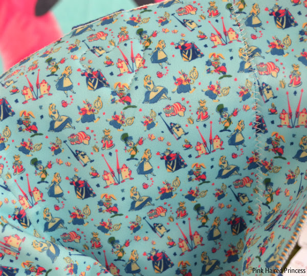 Irregular Choice Alice Lost Your Muchness boot lining inside lining inside boot showing Alice In Wonderland characters from the Disney movie