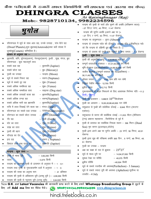 भूगोल पीडीऍफ़ नोट्स बुक हिंदी में Geography Important Notes PDF In