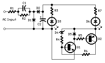 110 and 220V AC LED Voltage Indicator | Electronic Circuits Diagram