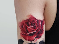 Womens Red Rose Tattoo On Hand