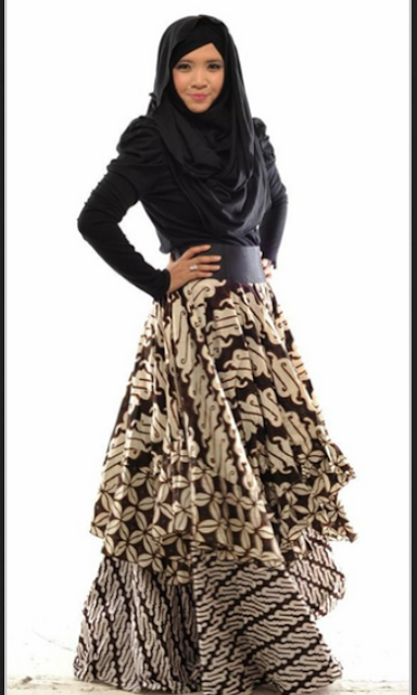 model baju gamis batik pesta terbaru