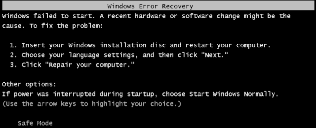windows 7 error recovery