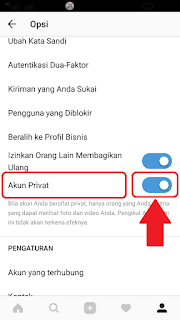 Privasi Instagram aktif