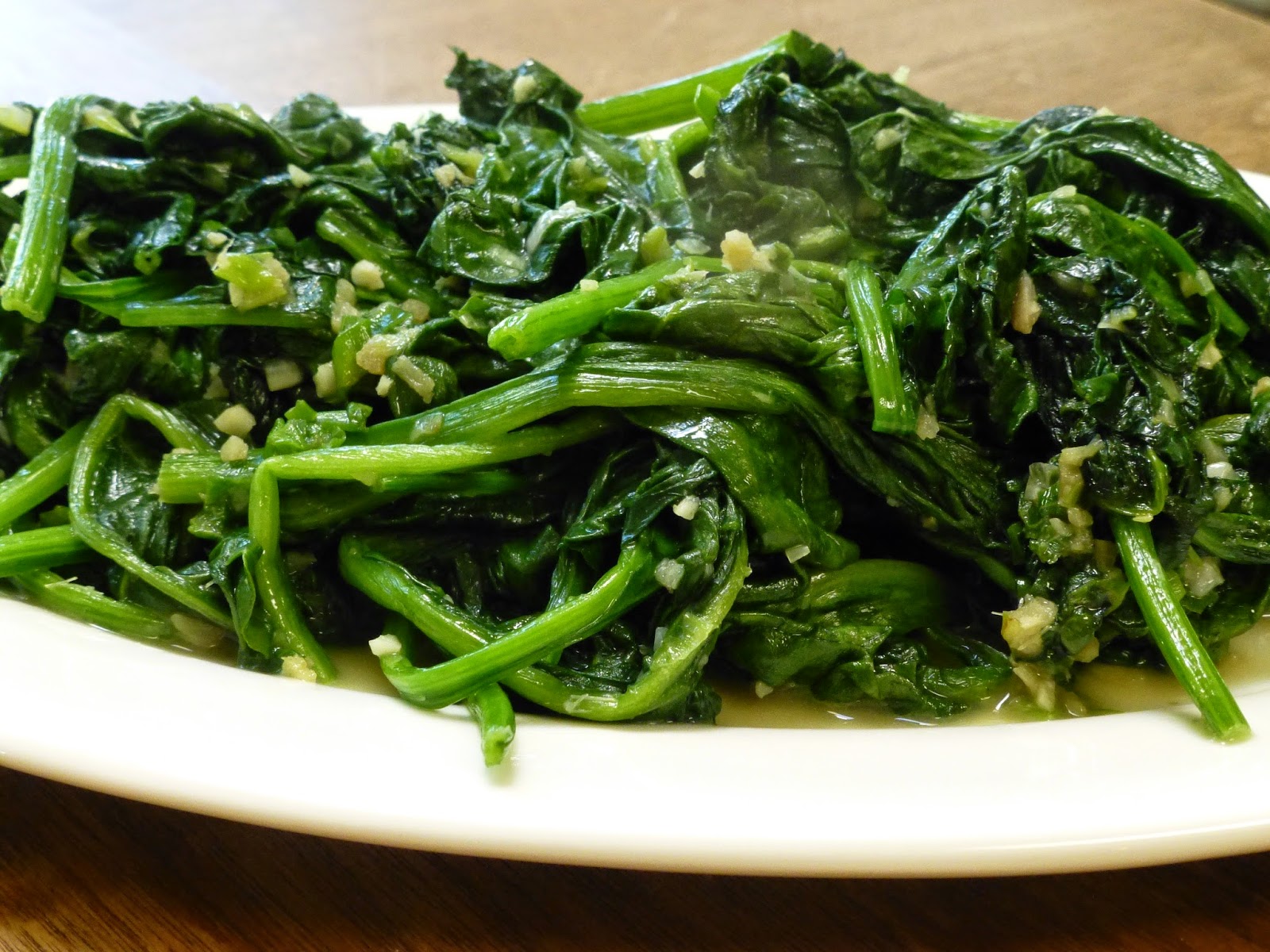 COOK WITH SUSAN Chinese Spinach with ginger, garlic and green onions