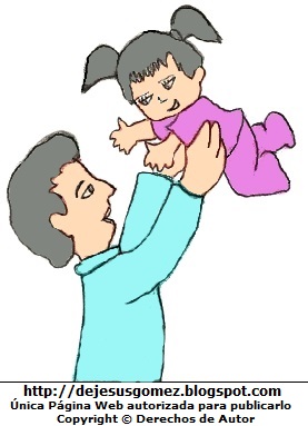 Papá con su hija Dibujo de papá cargando a su hija. Dibujo de un papá hecho por Jesus Gómez