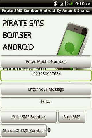 Android Pirate SMS Bomber Android By Anax & Shahzeb 2014.