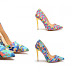 Pantofi stiletto cu imprimeuri colorate, eleganti de ocazie, cu toc inalt