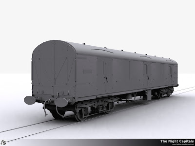 Fastline Simulation - The Night Capitals: Final clay render of the Generic GUV shape created to allow specific version creation for RailWorks 3 Train Simulator 2012. This is an as built GUV with vacuum brakes, through seam pipe and the foot boards are yet to be removed to avoid damage from BRUTE trollies.