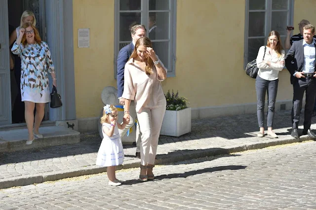 Princess Madeleine of Sweden, Princess Leonore of Sweden and Christopher O'Neill are seen visiting Gotland Museum