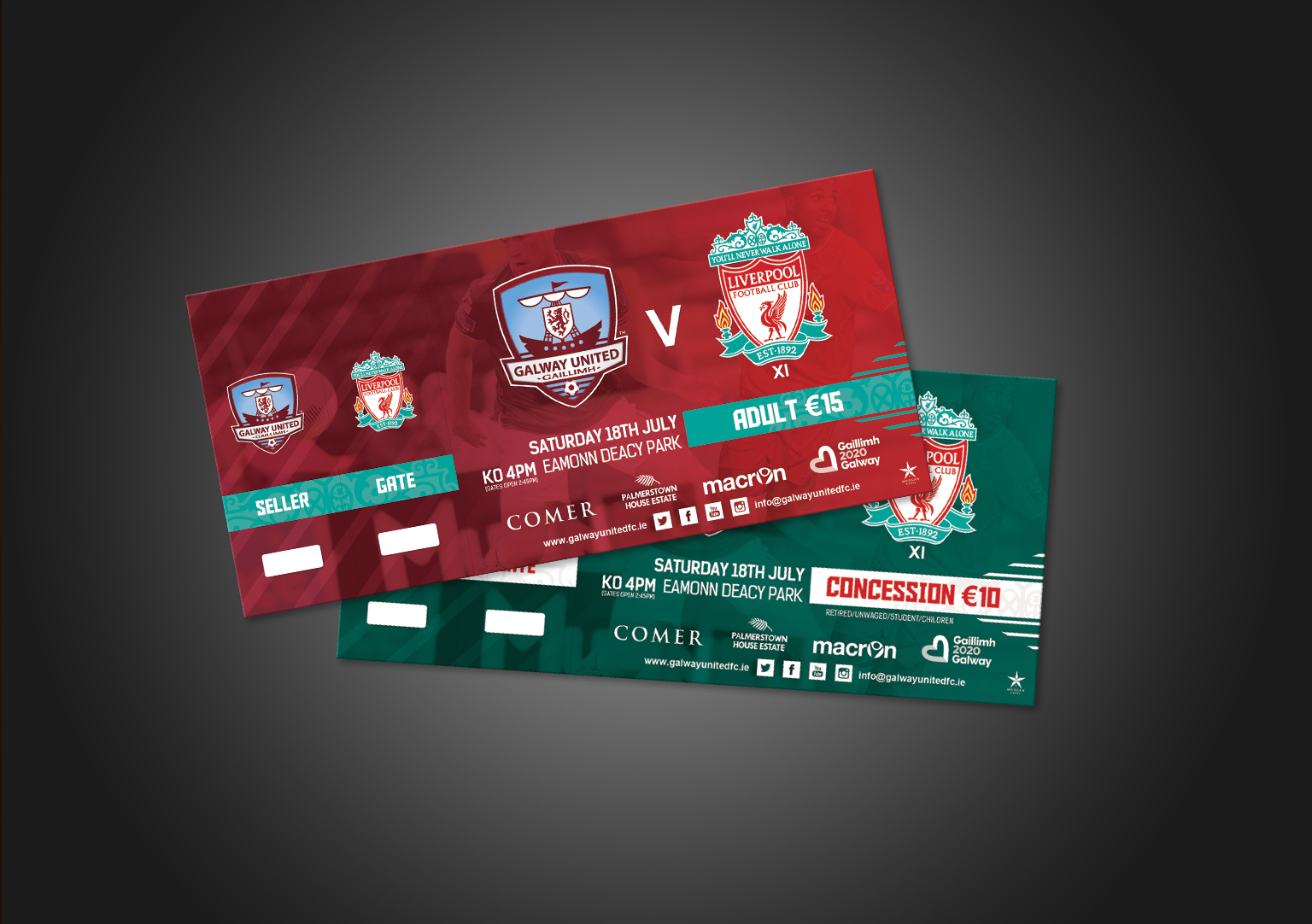 Galway United vs Liverpool Match Ticket Design