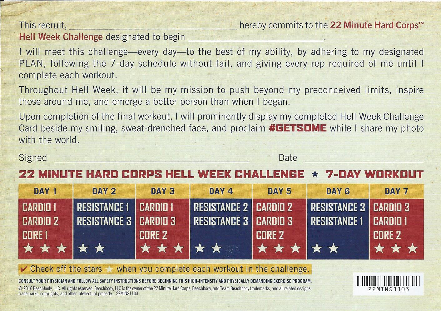 22 Minute Hard Corps Calendar 