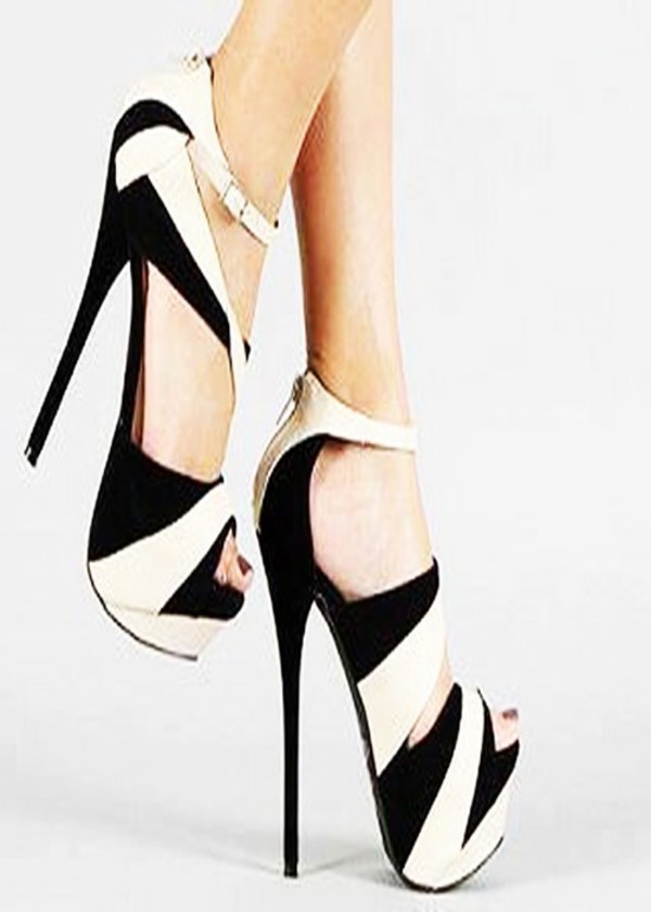high heels black and white