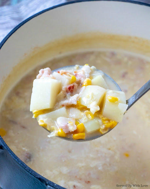 Easy Bacon and Corn Chowder recipe from Served Up With Love