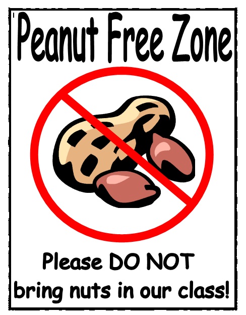 Peanut Free Zone Printable Sign