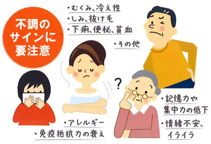 アレルギー、情緒不安、冷え性など体の不調に