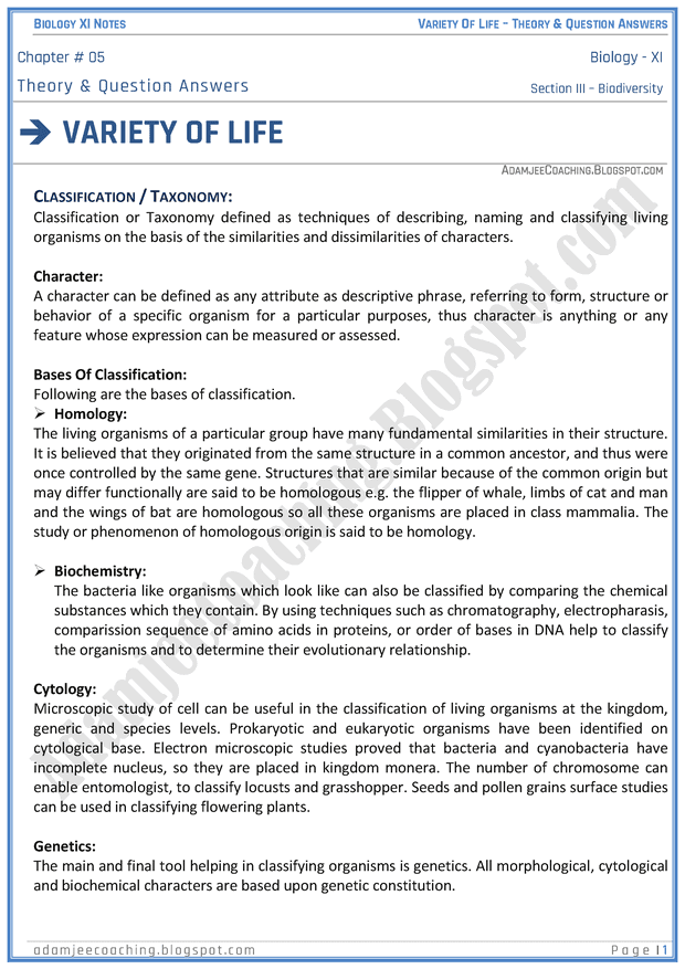 variety-of-life-descriptive-question-answers-biology-11th