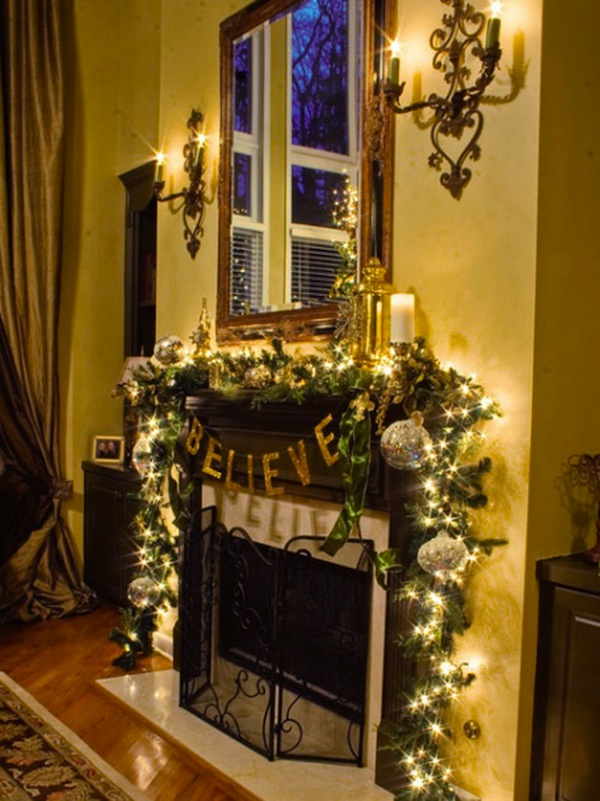 Classic Christmas fireplace decoration