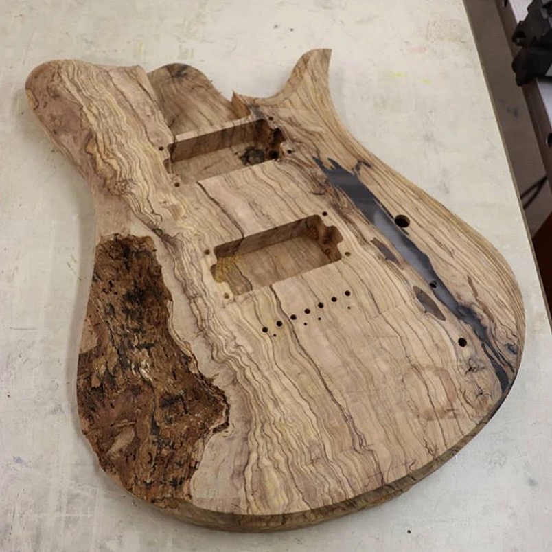 Tropical Exotic Hardwoods THOUGHTS??? LiveEdge Olive guitar body by