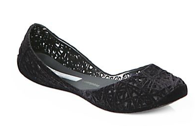 black jelly ballet flats