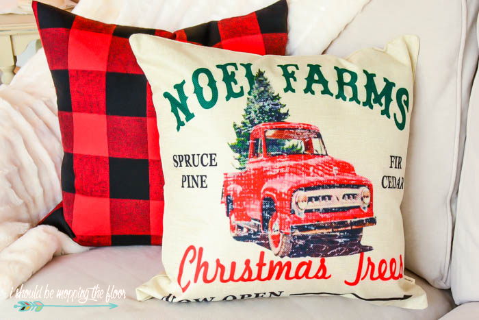 Christmas Tree Truck Pillow