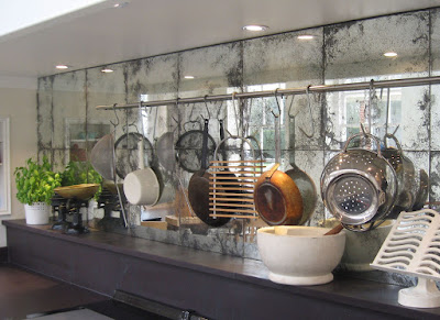 antique mirrored backsplash