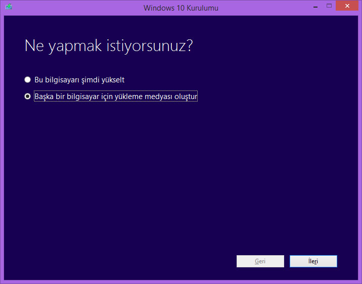 Windows 10 (orjinal) iso dosyası indirme