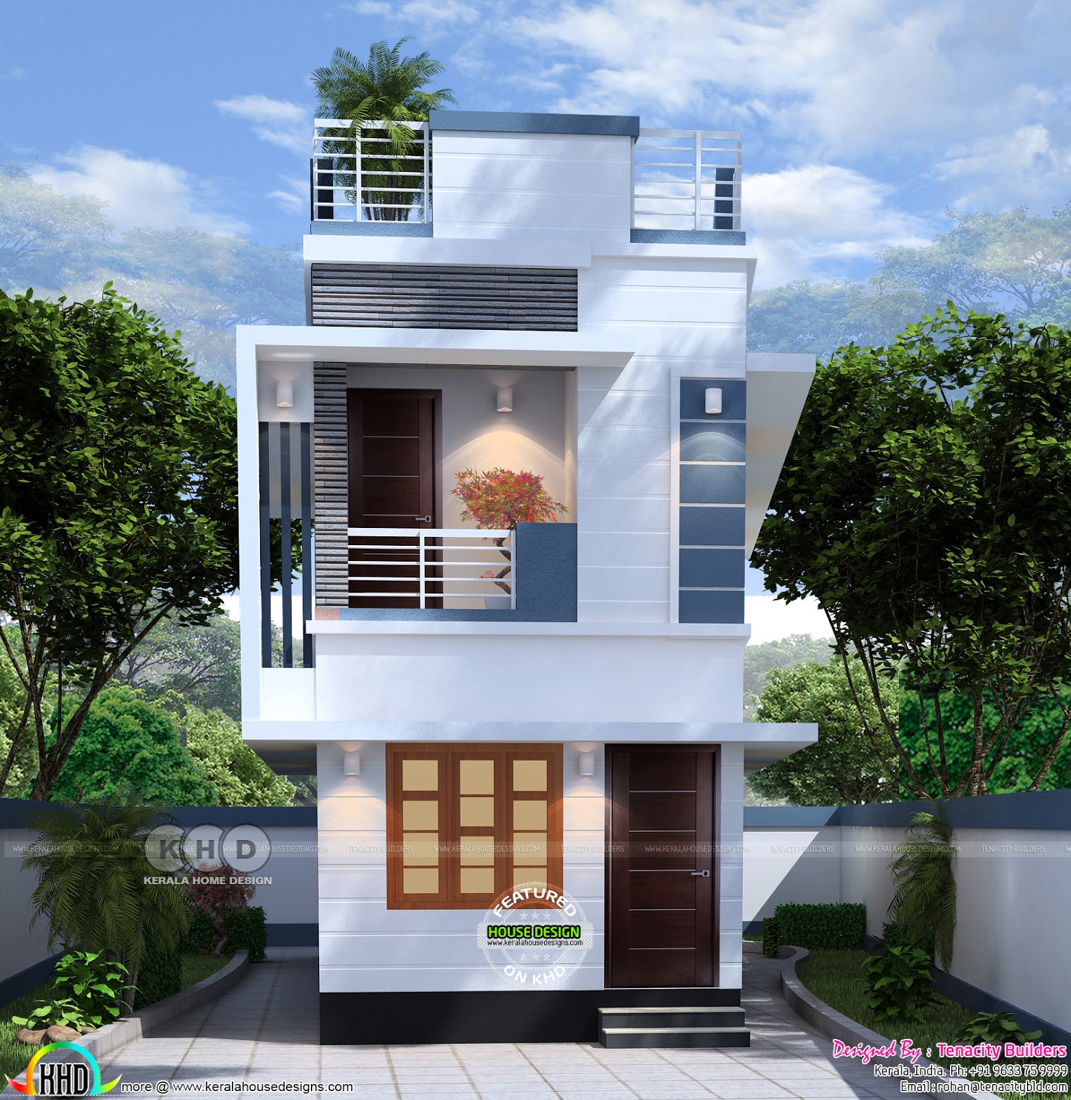 Tiny low cost India home design - Kerala home design and floor plans