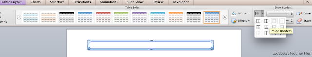 Use tables in PowerPoint to set up a number line. 