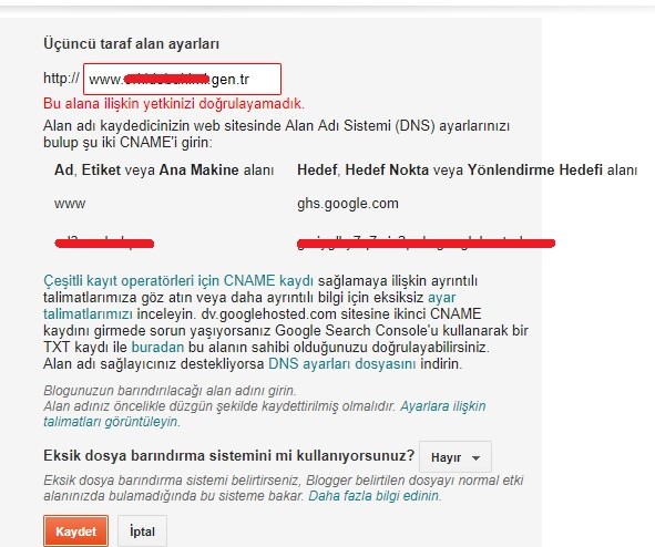 blogger özel domain alan adı ekleme tanımlama blogger özel domain alan adı ekleme tanımlama
