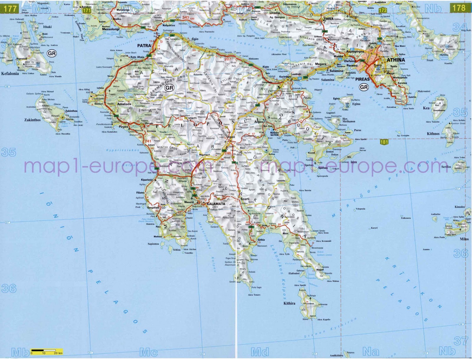Карти / Maps: Карта на Гърция / Map of Greece